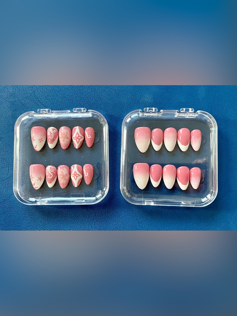 Hand made Pink Ombre & Pattern Press-On Nail 2 Sets - Women gift girl beautiful